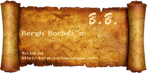 Bergh Borbás névjegykártya